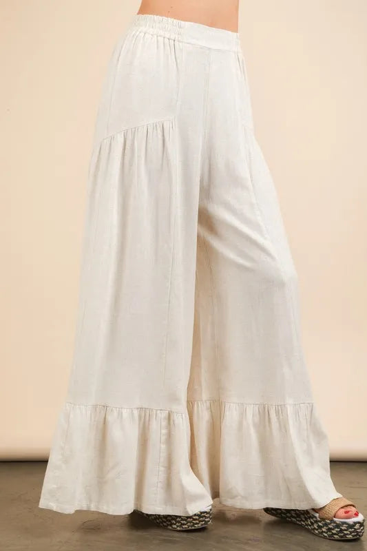 Oatmeal Palazzo Pants – Relaxed Wide-Leg Coastal Style | SCB Boutique.