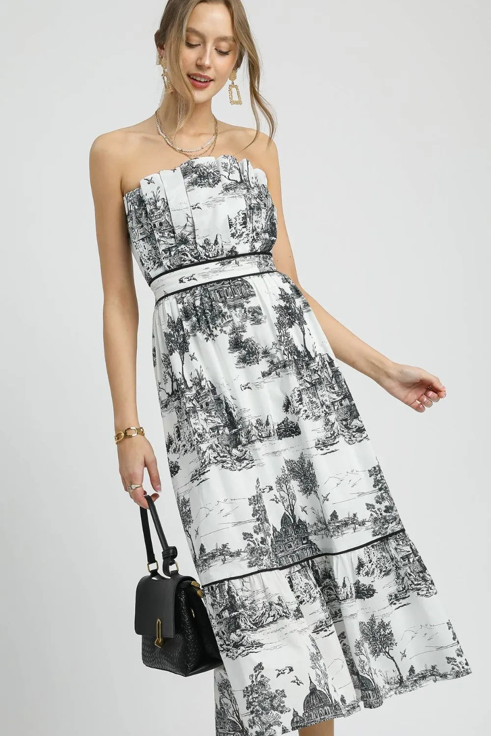 Umgee Printed Tiered Tube Midi Dress β | Shannonβs Chique Boutique