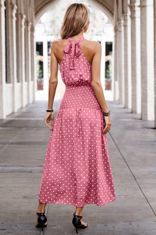 Polka Dot Halter Maxi Dress - Vintage Inspired – | Shannon’s Chique Boutique