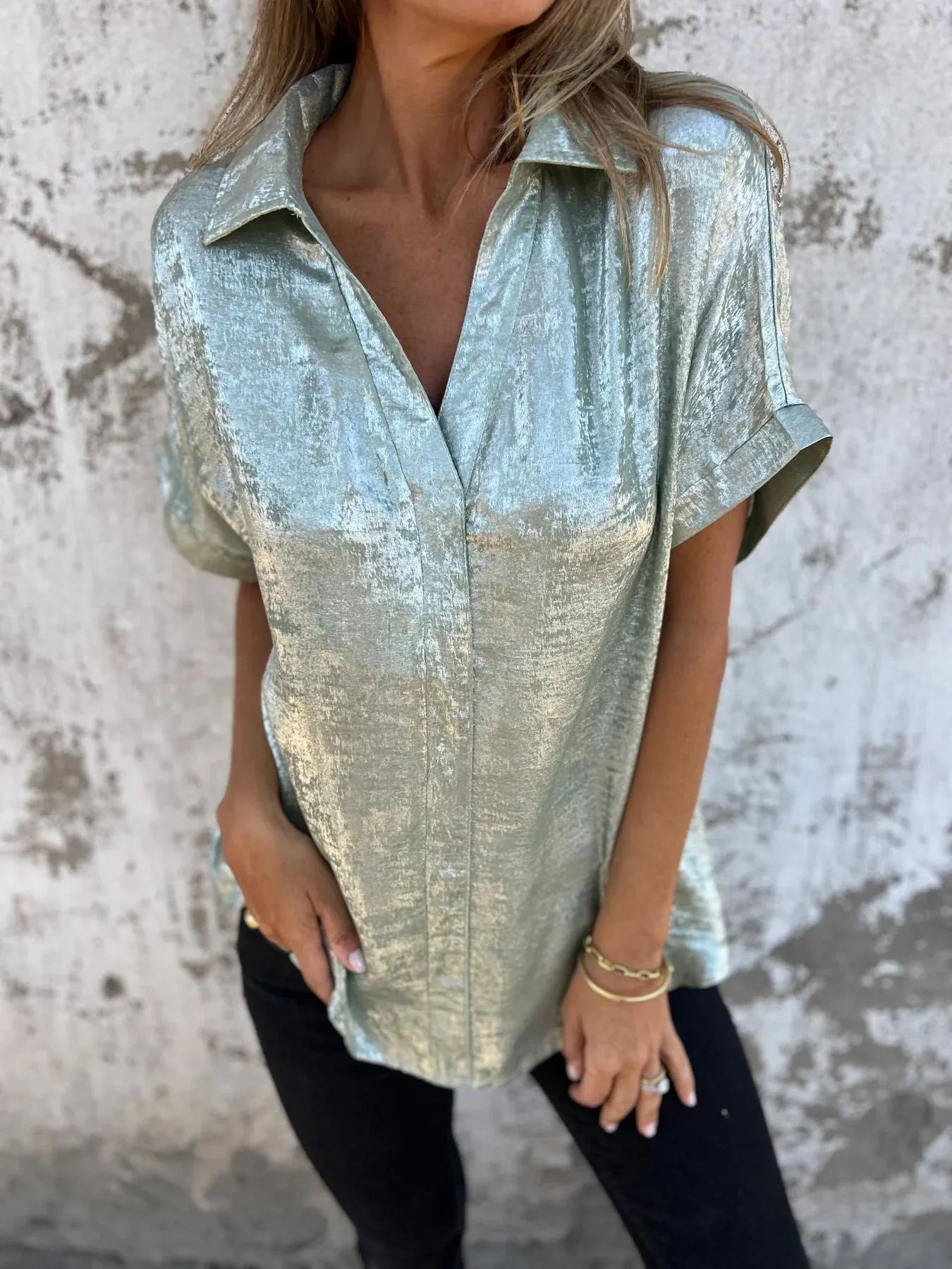 Shannon's Chique Boutique - Plus Size Collared Shirt - -