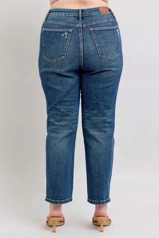 Judy Blue Full Size High Waisted Rigid Magic Non - destroy Straight Leg Jeans Plus Size – | Shannon’s Chique Boutique