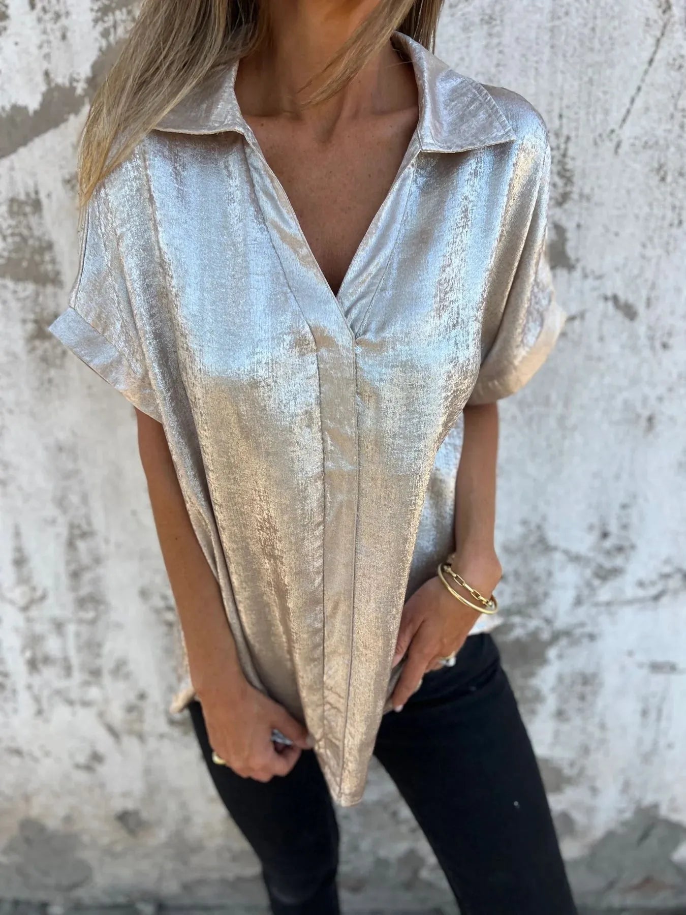 Shannon's Chique Boutique - Plus Size Collared Shirt - -