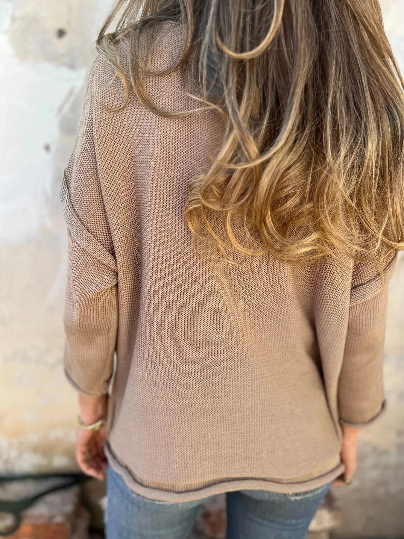 Full Size Casual V-Neck Knit Sweater Plus Size - -