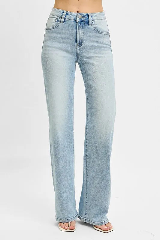 RISEN High Rise Wide Leg 90's Jeans.