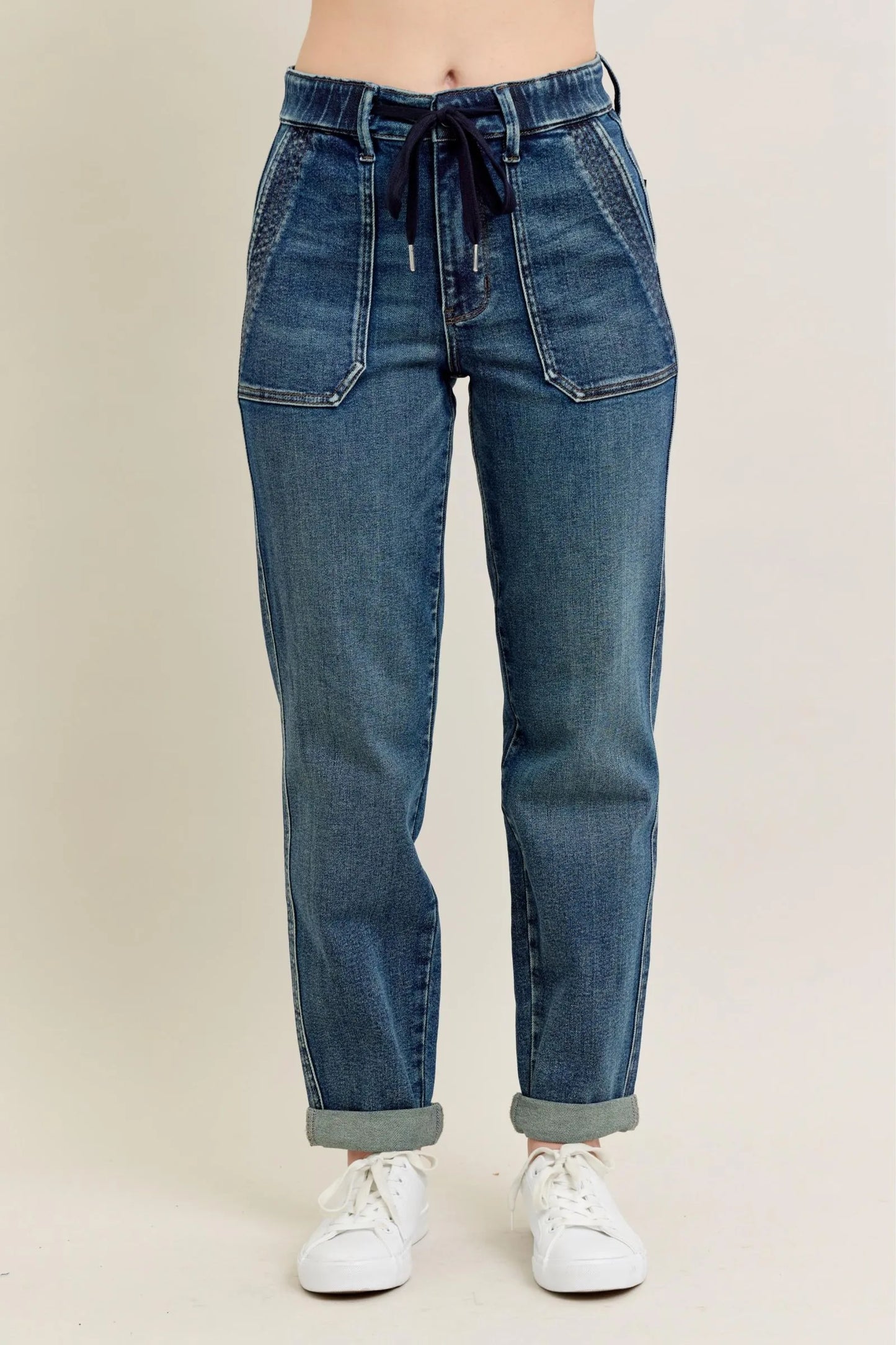Judy Blue Full Size HW Vintage Wash Jeans w/ Drawstring Plus Size – | Shannon’s Chique Boutique