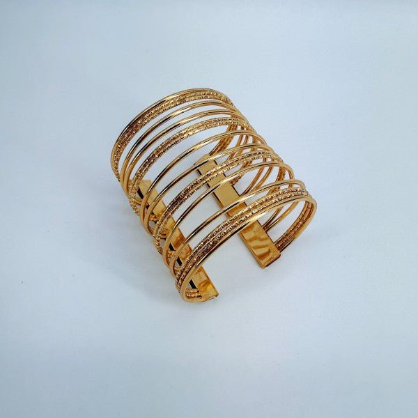 Gold Finish Adjustable Cuff Bracelet – | Shannon’s Chique Boutique