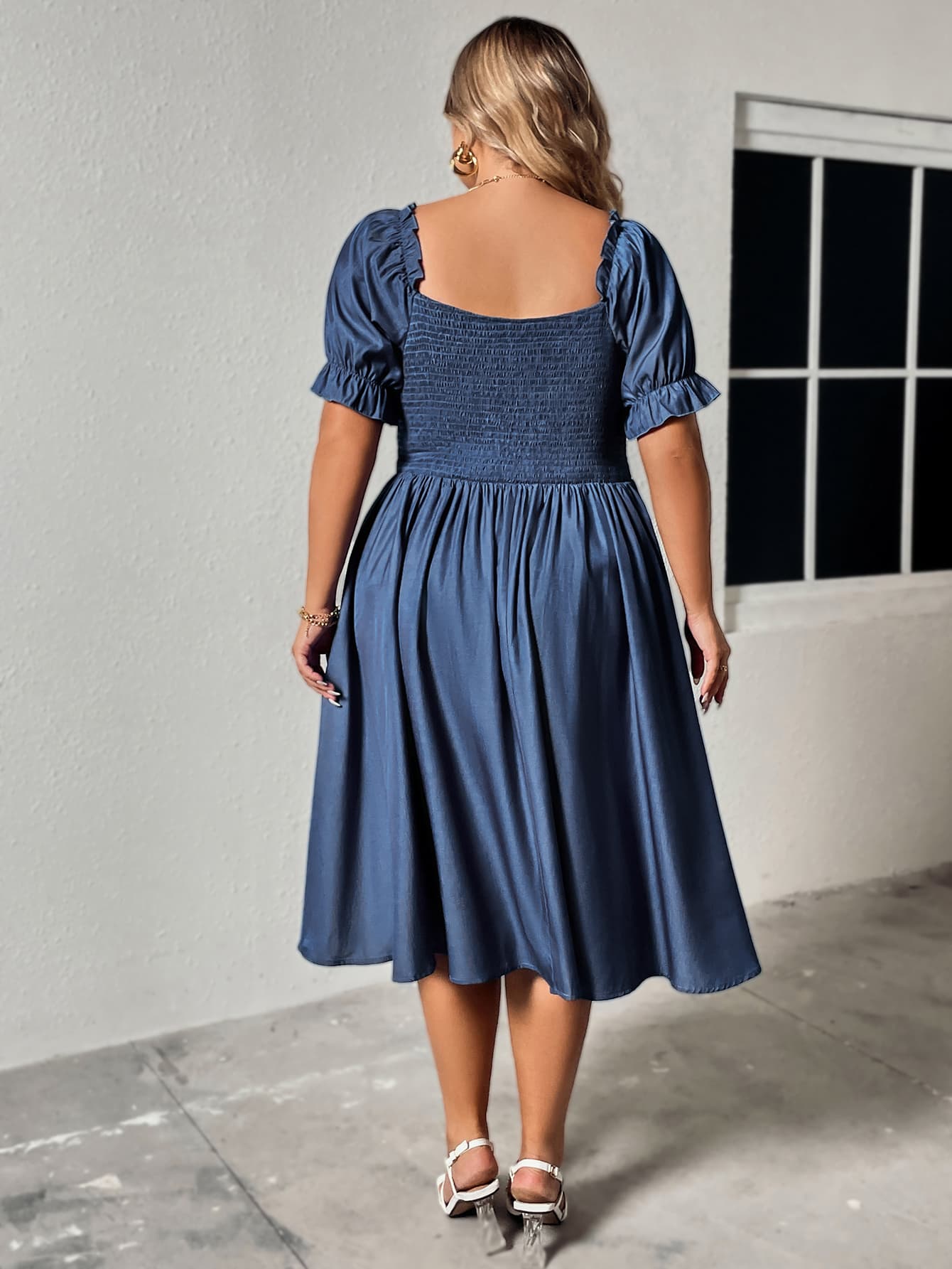 Honey Plus Size Ruched Sweetheart Neck Dress - -