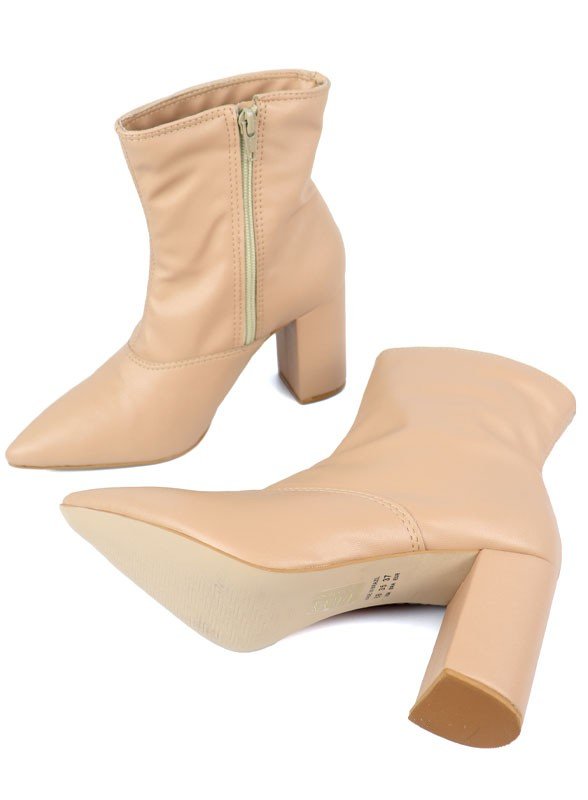 Pointed Toe Bootie with a Block Heel - -