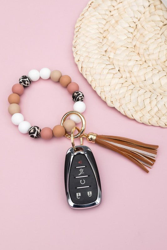 Silicone Monochromatic Key Ring Bracelet - -