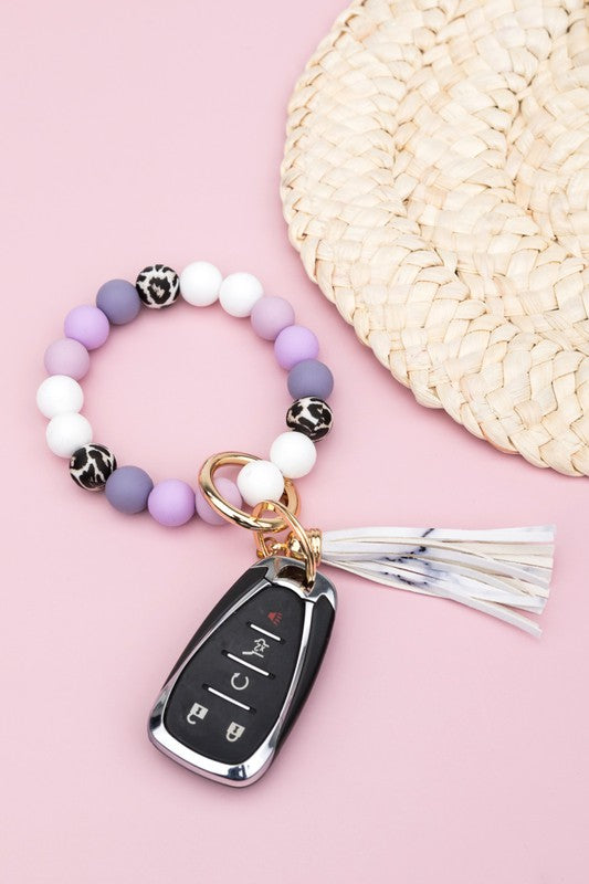 Silicone Monochromatic Key Ring Bracelet - Lilacs OneSize -