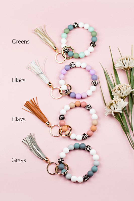 Silicone Monochromatic Key Ring Bracelet - -
