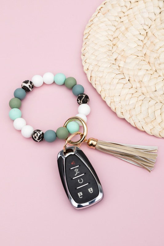 Silicone Monochromatic Key Ring Bracelet - Greens OneSize -