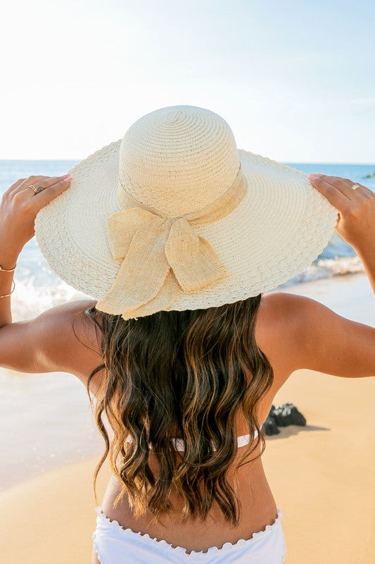 Scallop Edge Bow Accent Sunhat - Straw OneSize -