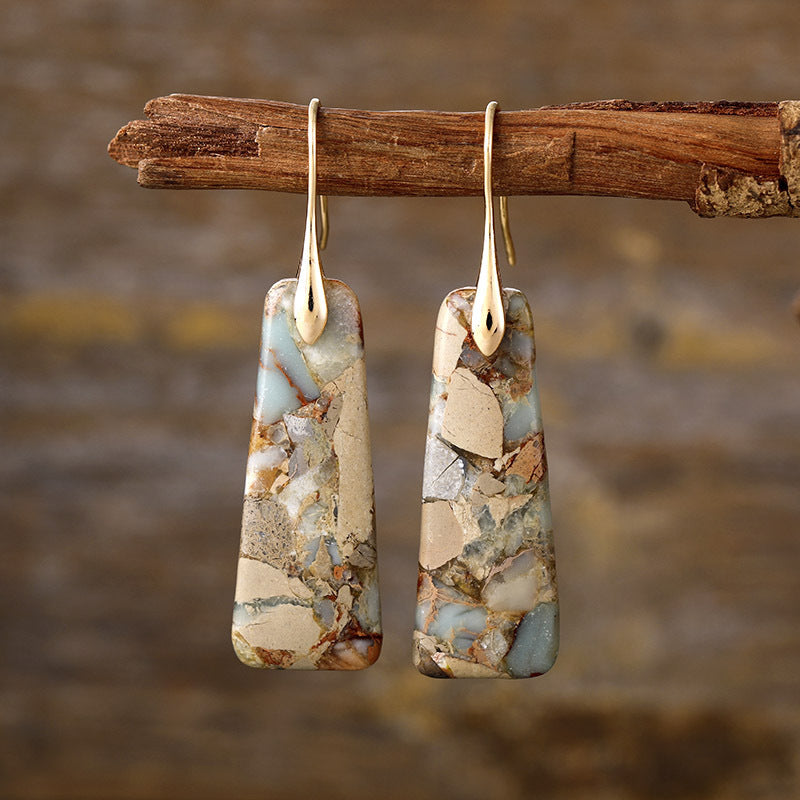 Earthy Copper Stone Drop Earrings - Yellow Gold One Size -