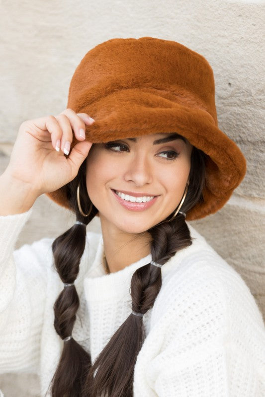 Plush Bucket Hat - Camel OneSize -