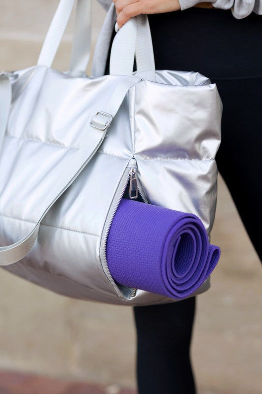 Metallic Puffer Tote - -