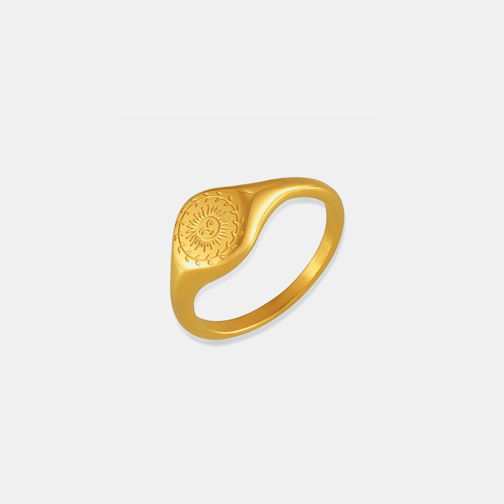 18K Gold-Plated Sun Ring - -