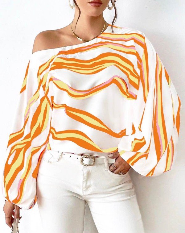 Striped Off Shoulder Blouse – Coastal Stripes - YELLOW MULTI -