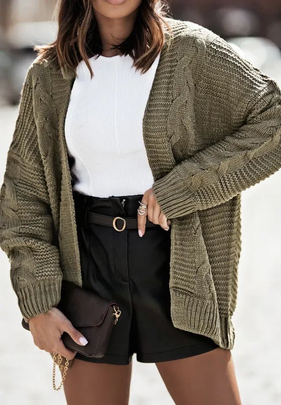 Cable - Knit Open Front Cardigan - Cozy Knitwear – | Shannon’s Chique Boutique