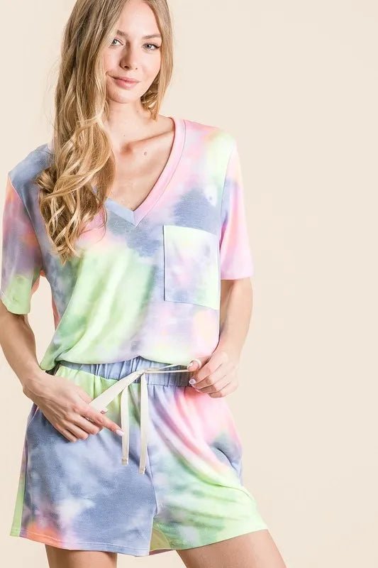BiBi Tie Dye Casual Shorts – Festival Ready - -