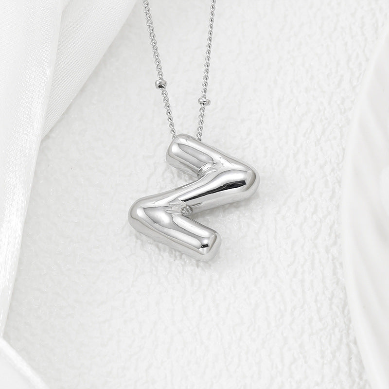Trendy Bubble Letter Initial Necklace - Style Z One Size -