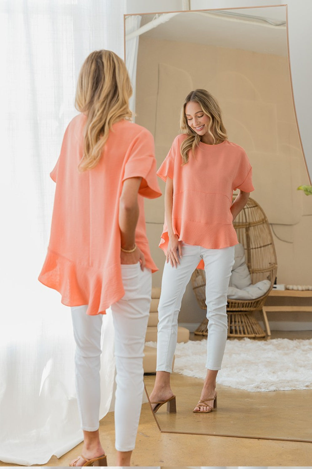 Sew In Love Round Neck Ruffled Top - -