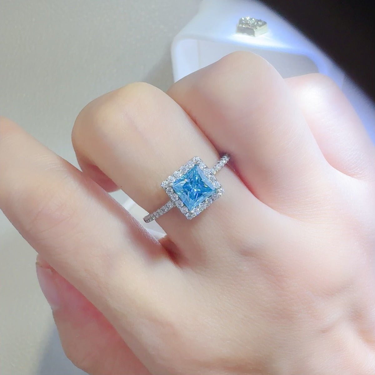 2 Carat Moissanite 925 Sterling Silver Square Shape Ring - Silver -