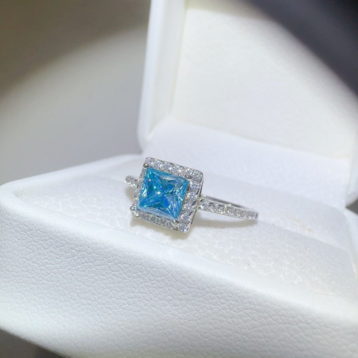2 Carat Moissanite 925 Sterling Silver Square Shape Ring - -