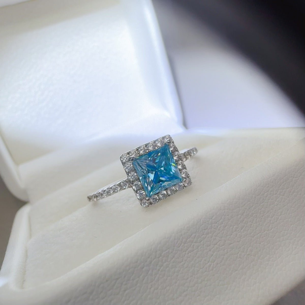 2 Carat Moissanite 925 Sterling Silver Square Shape Ring - -