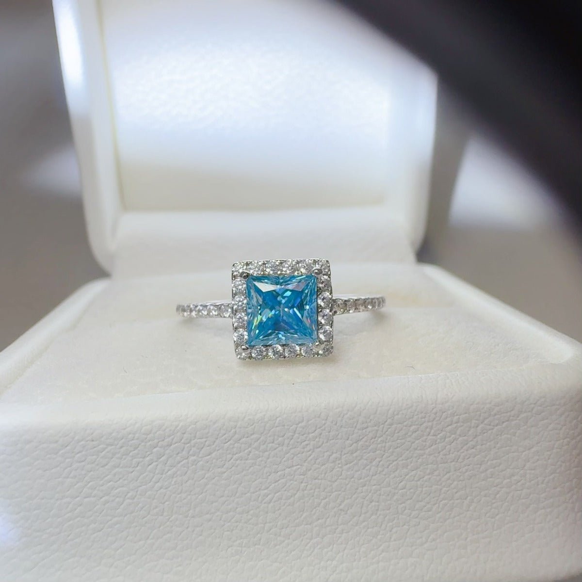 2 Carat Moissanite 925 Sterling Silver Square Shape Ring - -