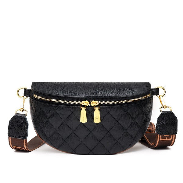 Myra Quilted Leather Crescent Sling Bag - -