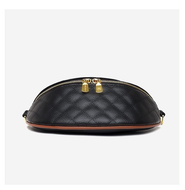 Myra Quilted Leather Crescent Sling Bag - -