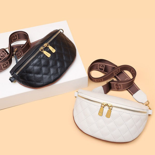 Myra Quilted Leather Crescent Sling Bag - -