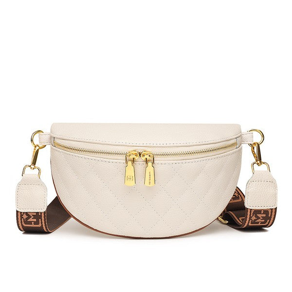 Myra Quilted Leather Crescent Sling Bag - -