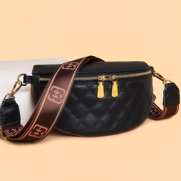 Myra Quilted Leather Crescent Sling Bag - -