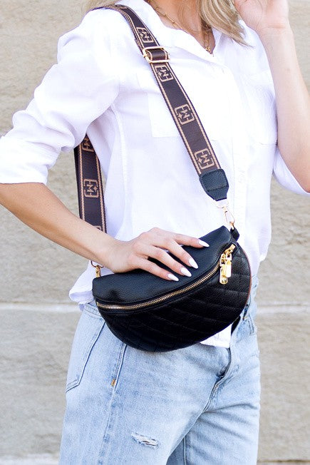 Myra Quilted Leather Crescent Sling Bag - -