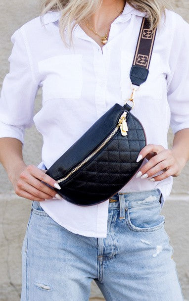 Myra Quilted Leather Crescent Sling Bag - Black OneSize -