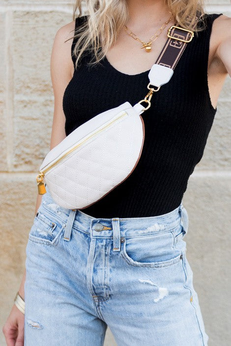 Myra Quilted Leather Crescent Sling Bag - -