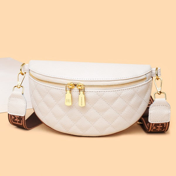 Myra Quilted Leather Crescent Sling Bag - -