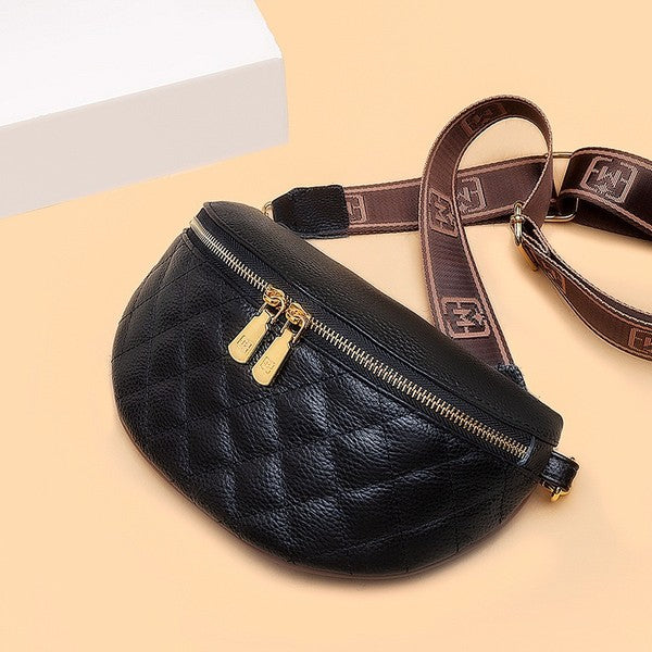 Myra Quilted Leather Crescent Sling Bag - -