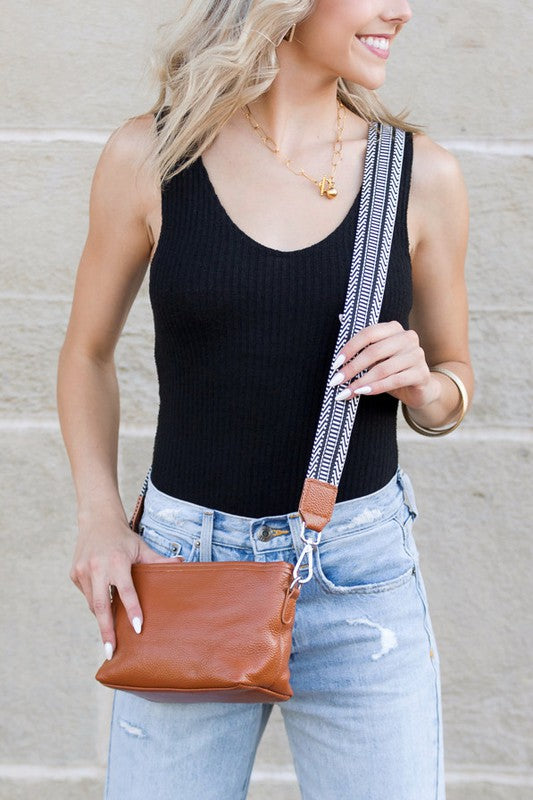 Aria Leather Compact Crossbody - -