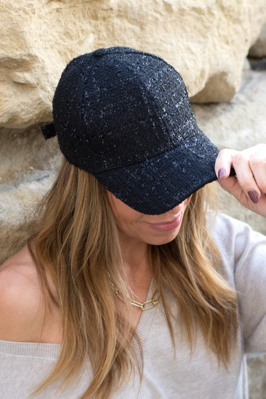 Tweed Sparkle Ball Cap - -