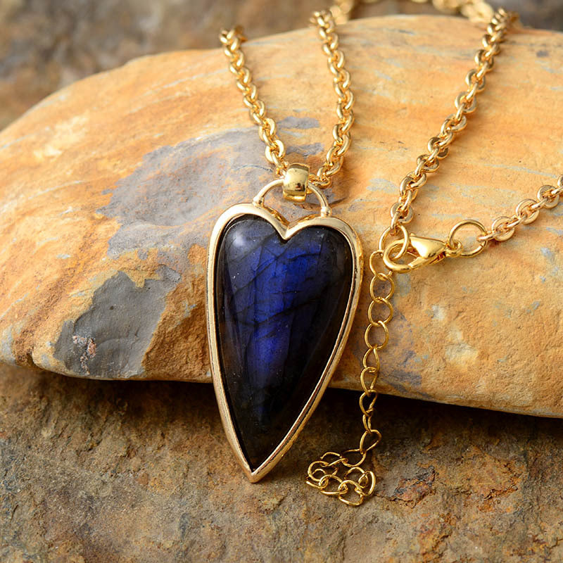 Copper Labradorite Heart Shape Necklace - -