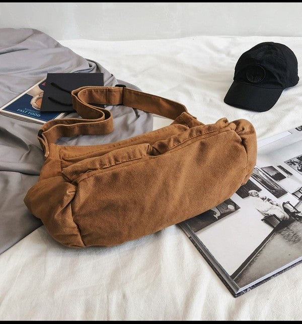 Nova Oversize Canvas Messenger Bag - -