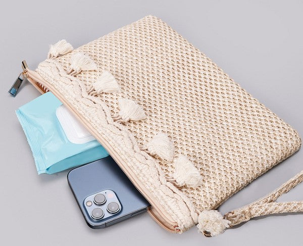 Naya Crochet Tassel Clutch - -