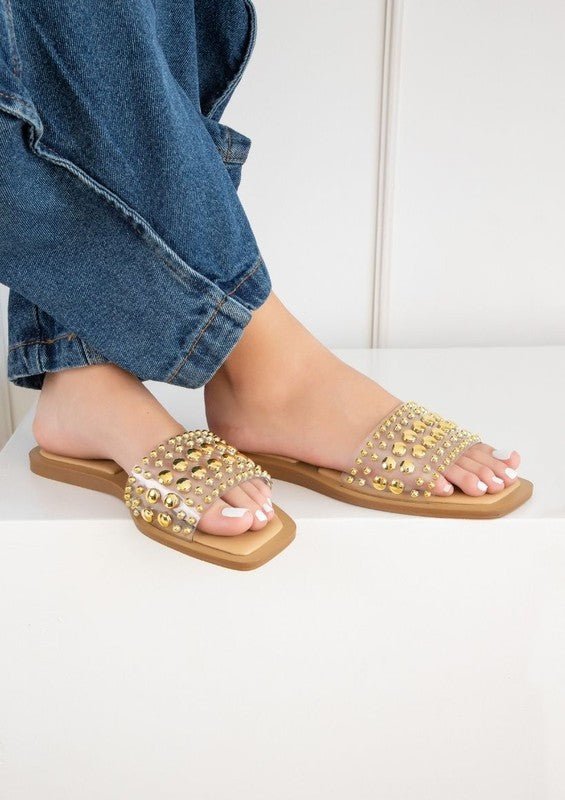 GIA SUMMER SANDALS WITH STUDS - FLATS - -