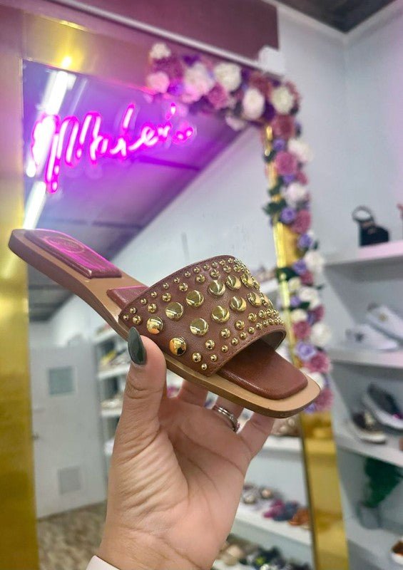GIA SUMMER SANDALS WITH STUDS - FLATS - -