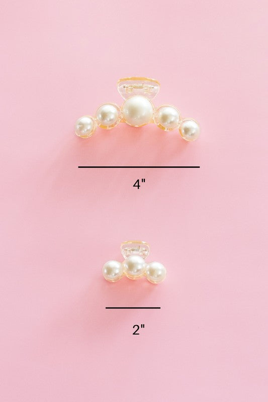 Pearl Hair Claw Clip Set - 2PK - -
