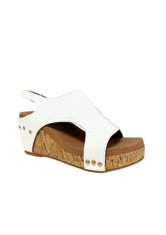 HANNAH THICK SOLE ROMAN WEDGES - PLATFORMS - White Raffia -