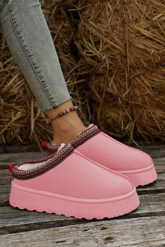 Contrast Print Suede Plush Lined Snow Boots - -